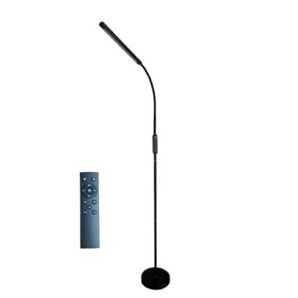 Lampa de podea LED, ajustabila, pentru birou, salon manichiura, metal si Abs, comutator tactil, luminozitate reglabila, 170 cm, negru