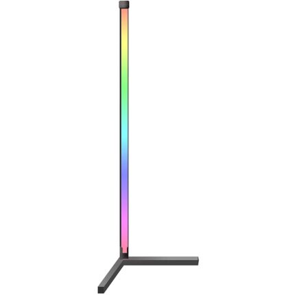Lampa LED RGB de podea, 140 cm, Telecomanda, USB, Otel, Negru