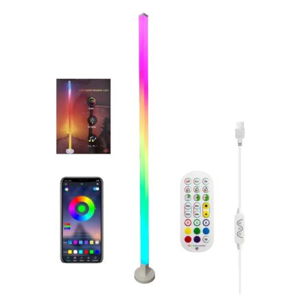 Lampa moderna Lumina Ambientala, RGB LED, 145cm inaltime, Led Dinamic Modern, Aplicatie Smart Telefon, Telecomanda, Music Senzor, 16Milioane Culori, Alimentare USB