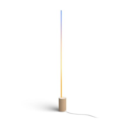 Lampadar LED inteligent Philips Hue Signe, Bluetooth, 29W, 2550 lm, lumina alba si color (2000-6500K), 145.8 cm, Aluminiu/Lemn, Alb, clasa energetica G