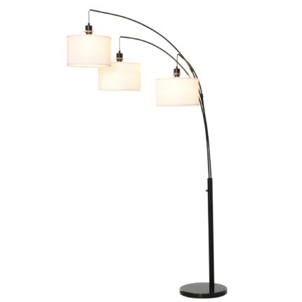 Lampadar cu brate flexibile si 3 lumini HOMCOM, Metal, 103x34.5x205 cm, Negru/Alb