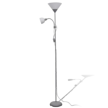 Lampa de podea cu 2 surse lumina, vidaXL, Otel, 180 x 22,5 cm, Gri