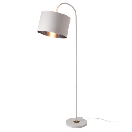 Lampa de podea Toledo W, lux.pro, 173 cm, 1 x E27, 60W, metal/textil, alb cu abajur inclinabil