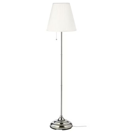 Lampadar, nichelat/alb, 155 cm, 100W, E27