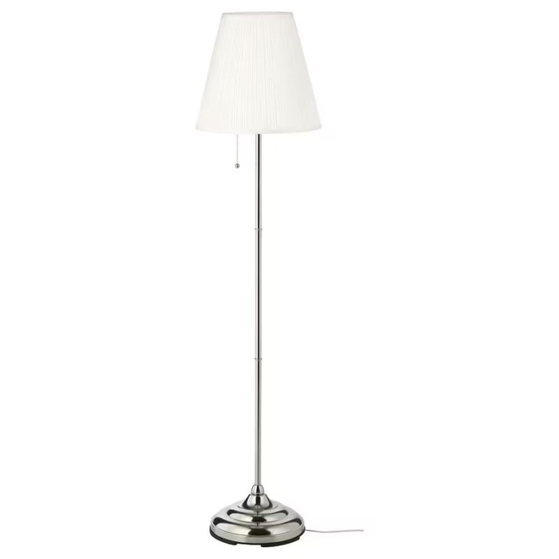 Lampadar, nichelat/alb, 155 cm, 100W, E27