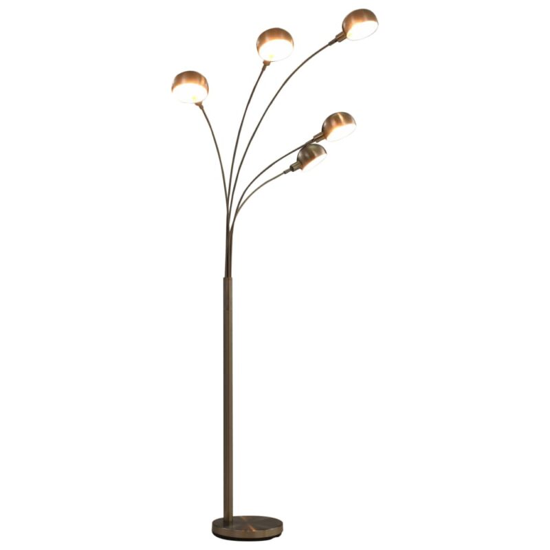 Lampa de podea cu 5 ramuri, vidaXL, Otel, E14, 13,3 x 7,6 cm, Negru/Argintiu