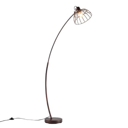 Lampa de podea, lux.pro, Portsmouth, 1 x E27, max 60W, 160 cm, metal, maro ruginiu, cu abajur tip grilaj