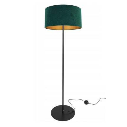 Lampadar trepied, 153cm, 230V, tip E27Metal/Velur, Negru/Verde