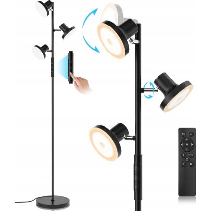 Lampadar SIBRILLE, LED 36W, reglabil, control remote, negru, 2500LM