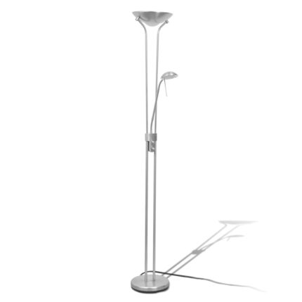 Lampa de podea cu iluminare LED, vidaXL, Otel, 180 x 25 cm, Argintiu
