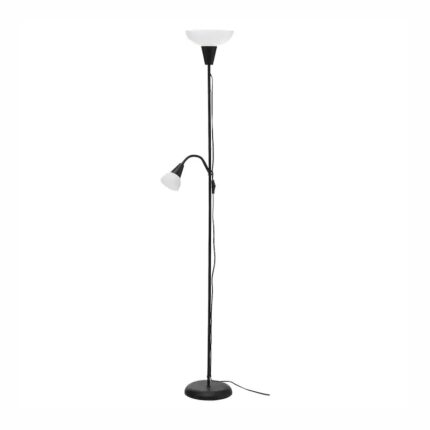 Lampa de podea cu 2 surse de lumina, ambientala si pentru citit, din otel cu strat anticoroziv, 178x21x24 cm, lumina difuza, Yupy®