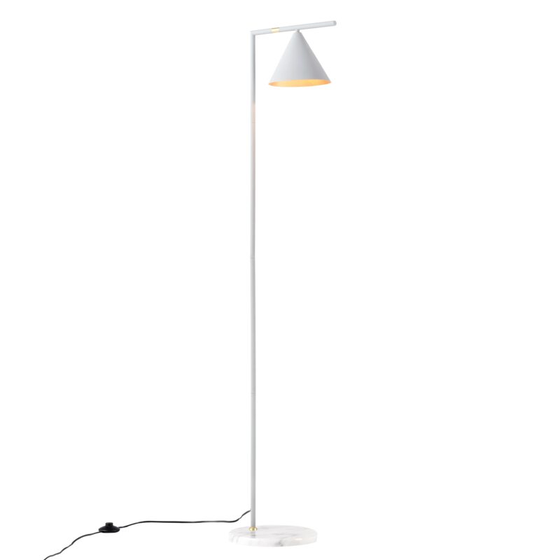 Lampa de podea, lux.pro, Leicester, 1 x E27, max 60W, 160 cm, metal, marmura, alb, cu abajur in forma de con