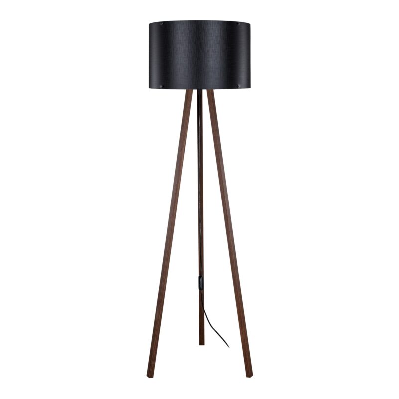 Lampa de podea, lux.pro, Keynes, 1 x E27, 136 cm, mdf, pvc, textil, negru, maro, design tripod