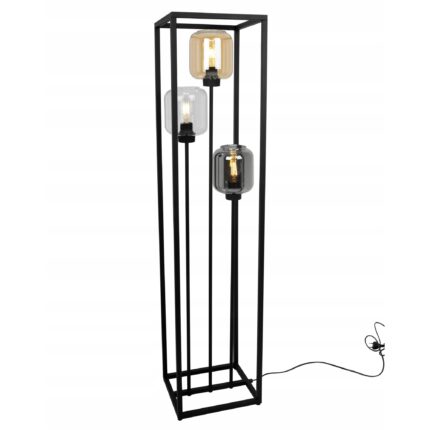 Lampa de podea, Light Home, Metal/Sticla, 130cm, Negru