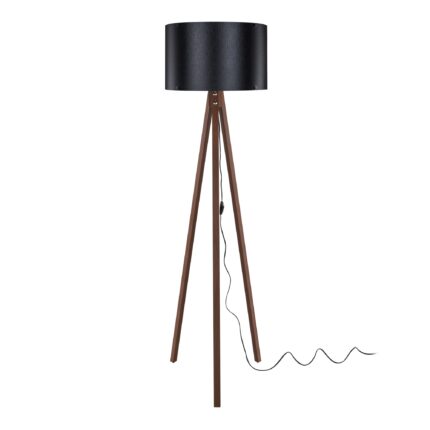 Lampa de podea, lux.pro, Guildford, 136 cm, mdf, textil, pvc, 1 x E27, negru, maro