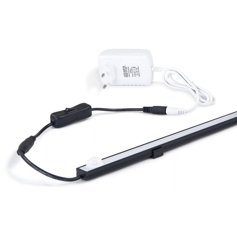 Corp de iluminat cu detector de miscare cu LED sub dulap, Maja 12W 100cm cu sursa de alimentare alba, negru, alb neutru (4500K)