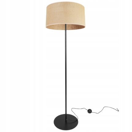 Lampa de podea, Light-Home, JUTA 2450/40LS, metal/lemn, 153cm, negru, nuante de maro si bej