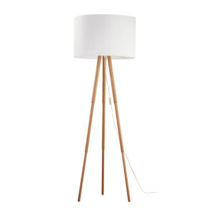 Lampa de podea, TK-Lighting, Metal/Lemn, E27, Bej/Alb