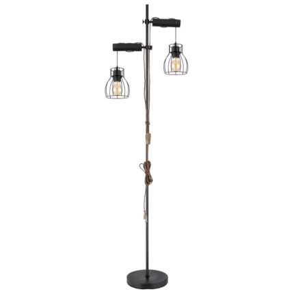 Lampadar Mina 15326-2SNB, cu intrerupator, 2xE27, negru mat, IP20, Globo