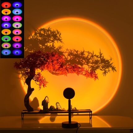 Lampadar proiectie Sunset, LED, rotire 360°, multicolor, 9.7x25cm