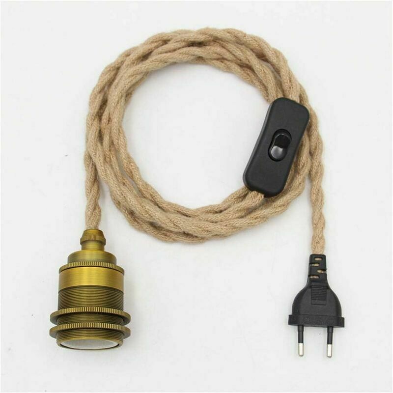 Kit Lampadar Retro, Cablu Impletit Canepa, Lungime Ajustabila 1.8m, E27, Multifunctional
