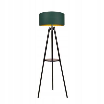 Lampa de podea, Komat, LS-09, E-27, Lemn, 150x46 cm, Verde/Auriu