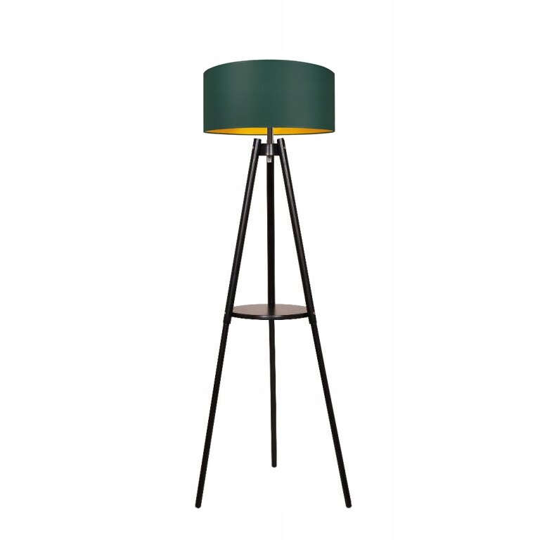 Lampa de podea, Komat, LS-09, E-27, Lemn, 150x46 cm, Verde/Auriu