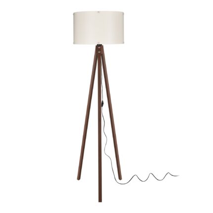 Lampa de podea, lux.pro, Guildford, 136 cm, mdf, textil, pvc, 1 x E27, crem, maro