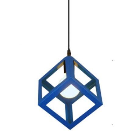 Lampadar geometric, metal, stil industrial, albastru, 16cm