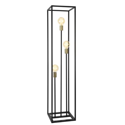 Lampa de podea Groningen S, lux.pro, 140 x 30 x 30 cm, 3 x E27 max. 60W, 230V, metal, negru/aramiu