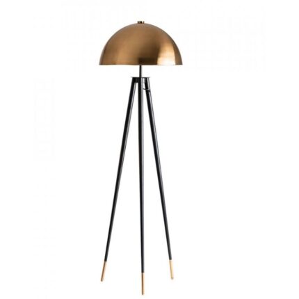 Lampadar Mia, picioare si abajur din metal, 2xE27, 50x50x150cm, Negru/Auriu