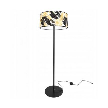Lampadar, Light Home, Metal/Textil, 153 cm, 60 W, Model Monstera, Negru/Galben