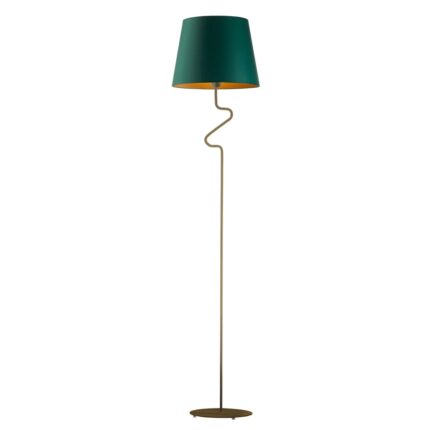 Lampa de podea Lysne, Fogo Gold, cadru auriu vechi, abajur verde cu interior auriu