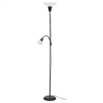 Lampadar din otel cu abajur din plastic, negru/alb, 178 cm, 21.6W, E27