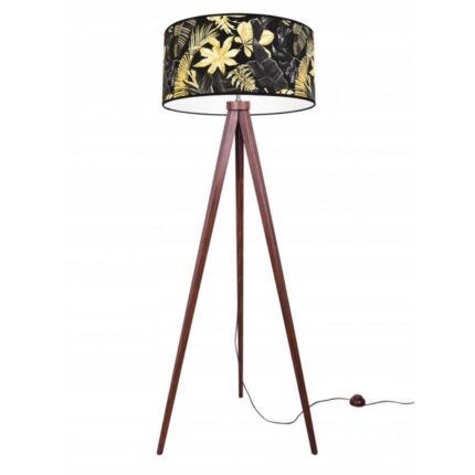 Lampadar, Light Home, Lemn/Textil, 145 cm, 60 W, Model Monstery Dark, Negru/Galben