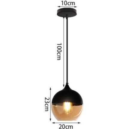 Lampadar industrial, sticla, fir reglabil, negru, 20.2x23cm