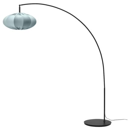 Lampadar arcuit din otel, negru/turcoaz, 213 cm, 13W, E27