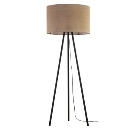 Lampa de podea, TK-Lighting, Metal/Plastic, E27, Negru/Natur
