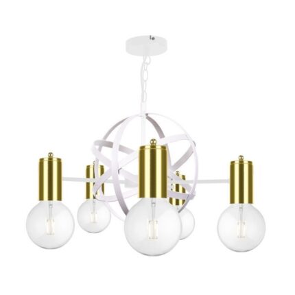 Candelabru 5Xe27 Solar White/Gold, Keter Lighting, Metal, Alb / Aur, 60 W