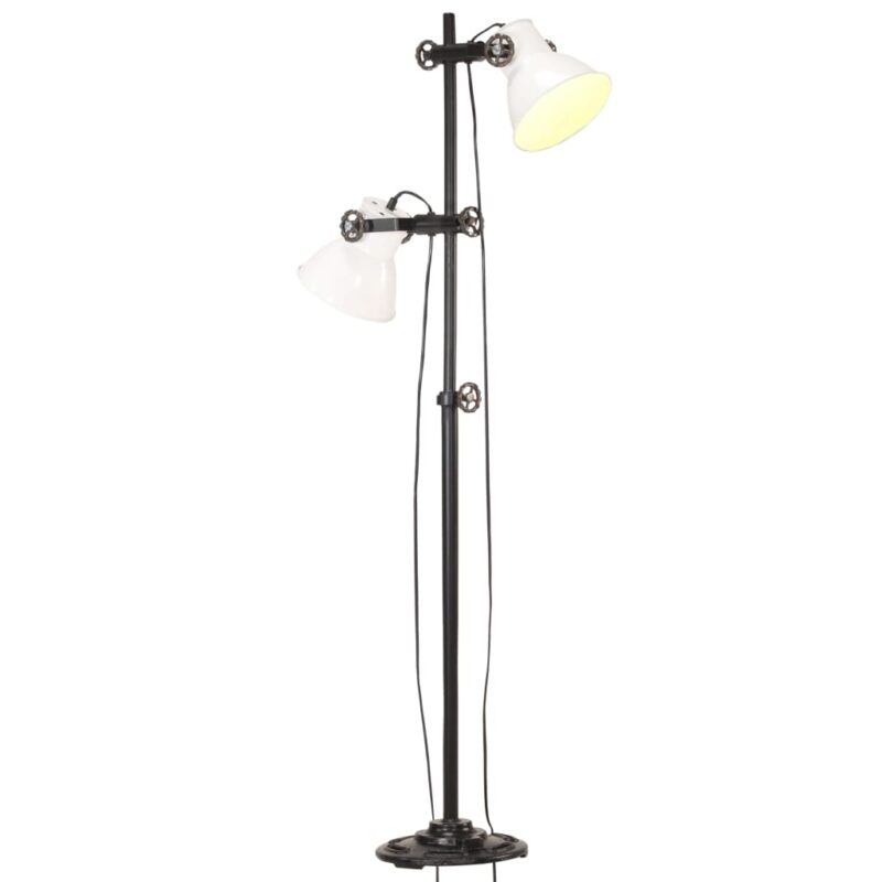 Lampa de podea cu 2 abajururi, alb, fonta, E27 320586