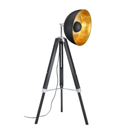 Lampadar Liege lemn negru mat/metal, 1x e27, 60w excl