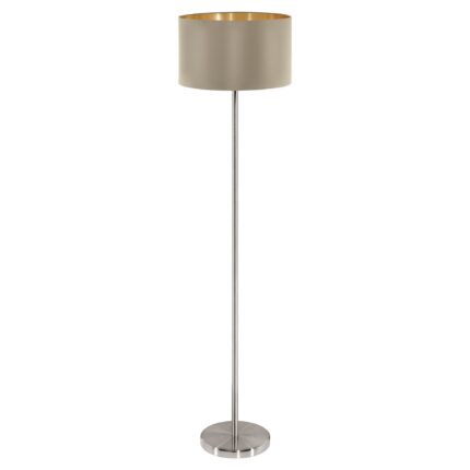 Lampadar textil, Maserlo, 95171, E27, Nichel Mat-Taupe, 60W