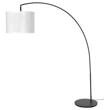 Lampadar arcuit din otel, negru/alb alama, 213 cm, 13W, E27