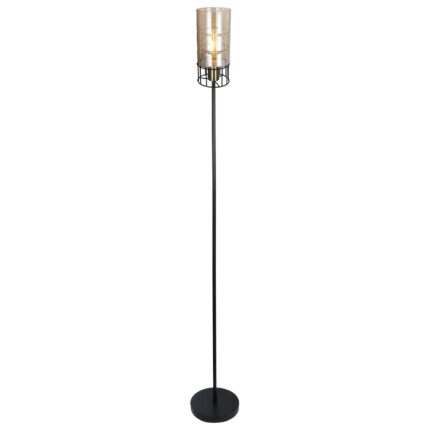 Lampadar DacEnergy©, structura metalica, abajur din sticla, decorata in stil industrial, 1 sursa cu dulie E27, 40W, 120 x 1500 mm, negru si bronz