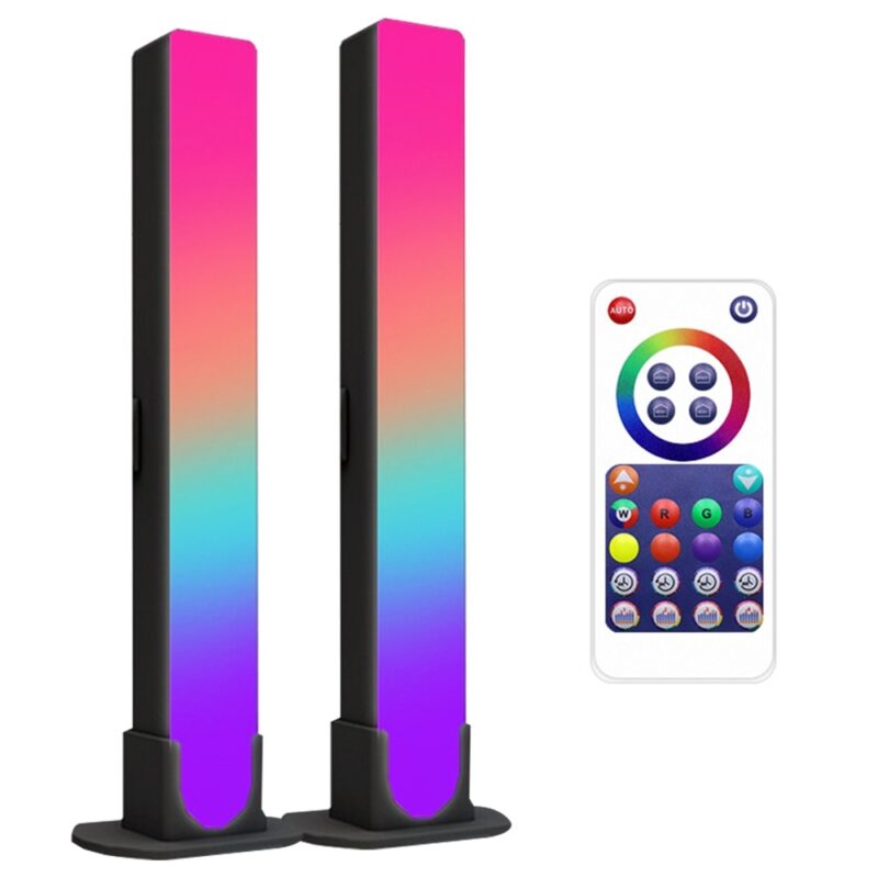 Set 2 Lampadare Ambientale LED, Sincronizare Muzica, RGB, Negru, 240x30x30mm