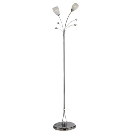 Lampadar Sirio, Silux, finisaj crom, cu cristale si abajur din sticla, 2xE14, 15 W