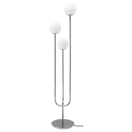 Lampadar din otel cromat si sticla mata opala, 158 cm, 7W, E14