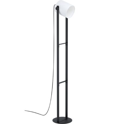Lampadar vintage Eglo Hornwood 1 43429, E27, 28W, otel/lem/textil, 139.5 cm, Alb/Negru