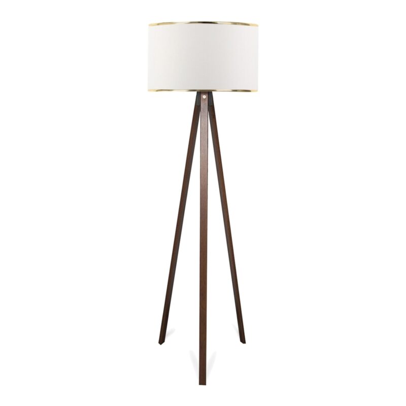 Lampa de podea, lux.pro, Newport, 140 cm, 1 x E27, 20 W, mdf, textil, maro, alb, auriu