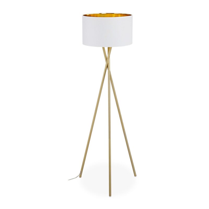 Lampa de podea, 149 cm, E27, max. 60 W, cu abajur alb/gold